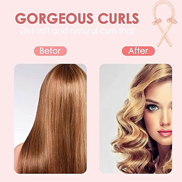 Dingfeng Heatless Curlers Headband，Hair Curlers No Heat，Silk Hair Curler，Heatless Hair Curlers，Heatless Curling Rod Headband，Hair Wrap Curler，Heatless Curls Headband，Silk Hair Curler，with Two Hair Ties - Image 5